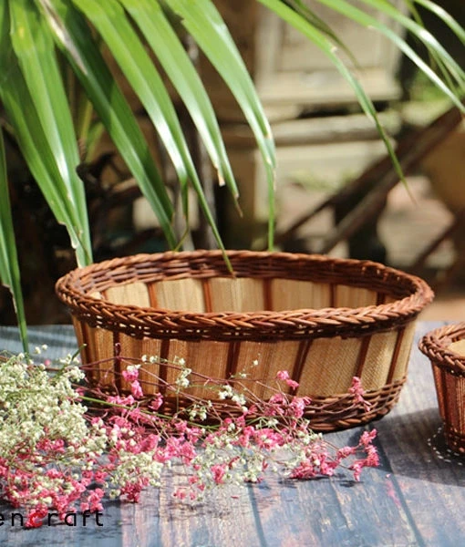 Handmade Natural Wicker Rattan Wine Picnic Basket Home Storage & Organization Storage Boxes
