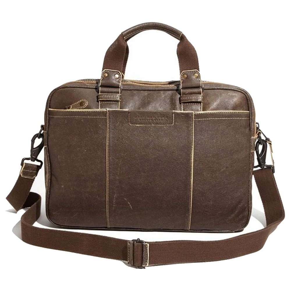 Wholesale Custom Men Genuine Leather Laptop Briefcase Shoulder Messenger Bag/Customized Laptop and Shoulder Bag