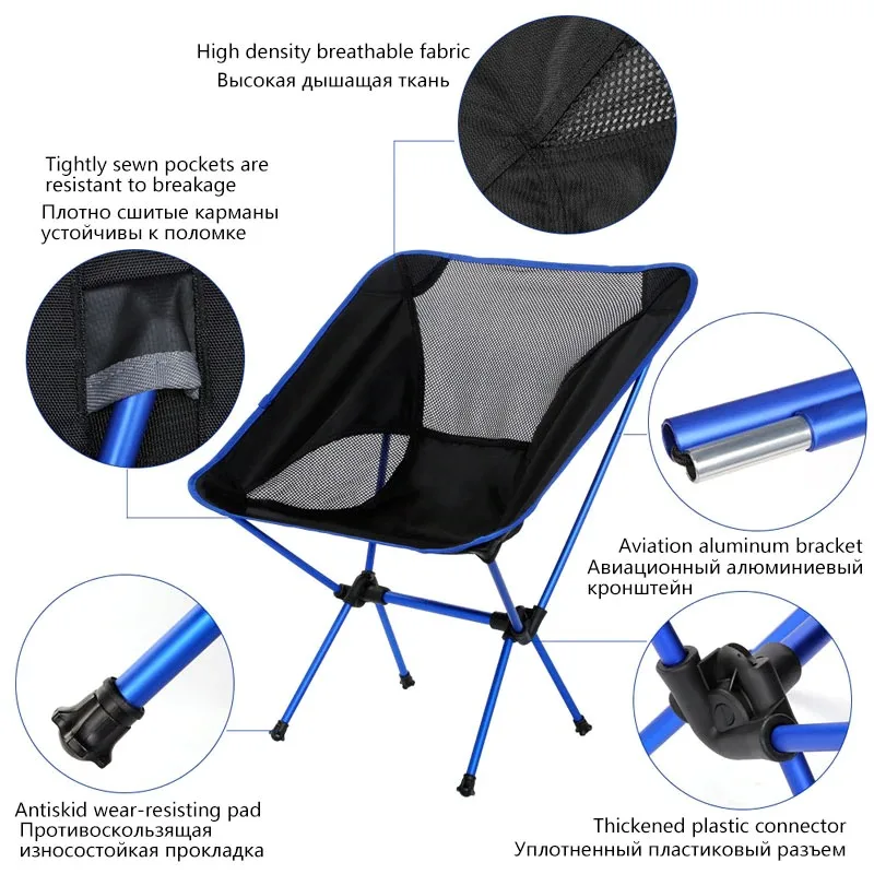 Travel Ultralight Folding Chair High Load Outdoor Camping Chair Portable Beach Hiking Picnic Seat Fishing Tools Chair