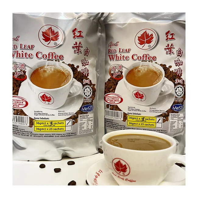 Fast Delivery Cheap Price Less Sugar White Coffee Instant Premix Coffee 15 Sticks In a Bag Bitter Taste Real Roasted Coffee
