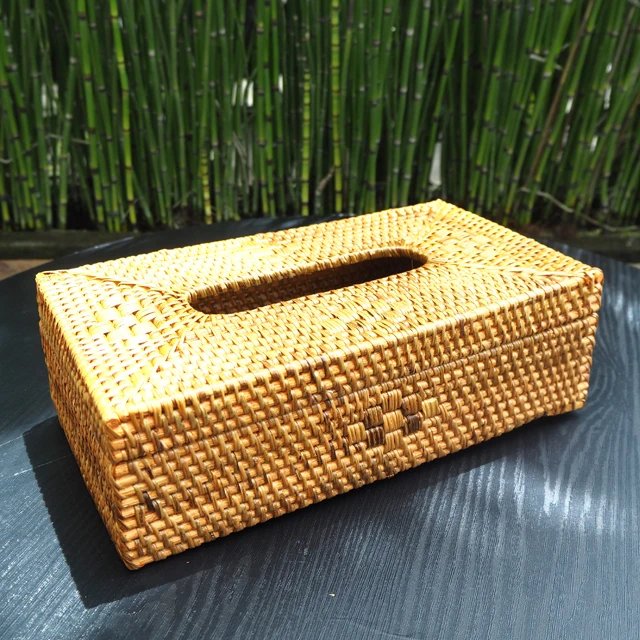 Wholesale Natural RattanTissue Box  Holder, Hand Woven Rattan Tissue Boxes