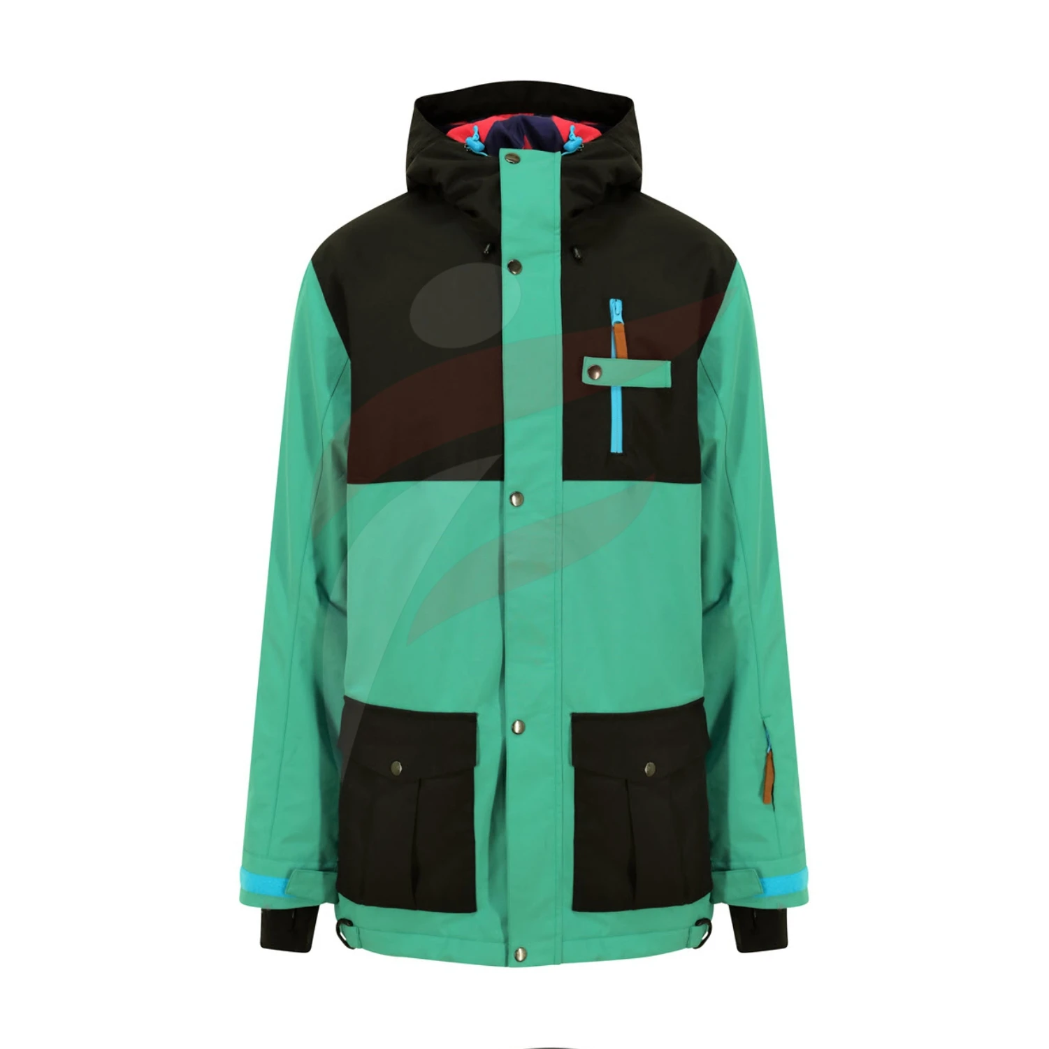 
Outdoor Men Snowboarding Jacket Solid Hood Ski Jacket Men Multi Pockets Ski Jacket 