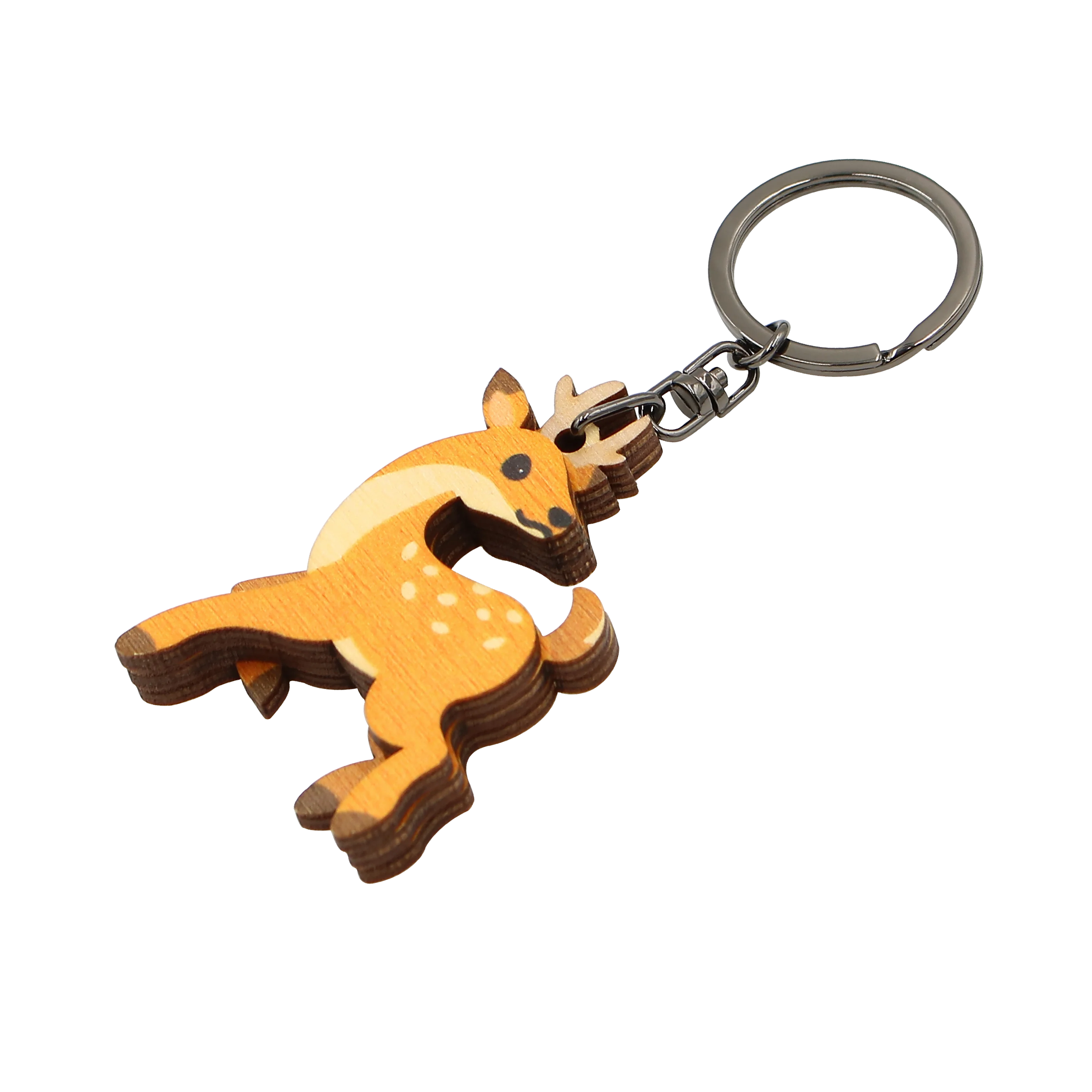 Logo Package Customizable Deer Animal Wooden Wood Keychain