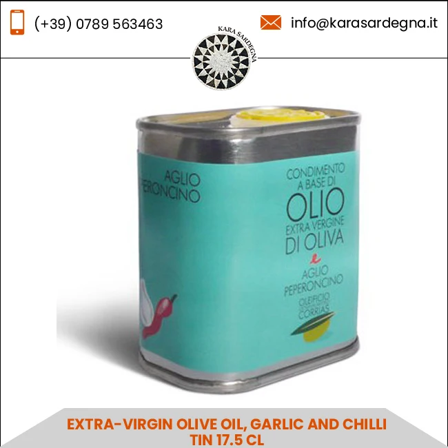 
Extra-Virgin Olive Oil, Garlic and Chilli Tin 17.5 CL Extra Virgin Olive Oil 