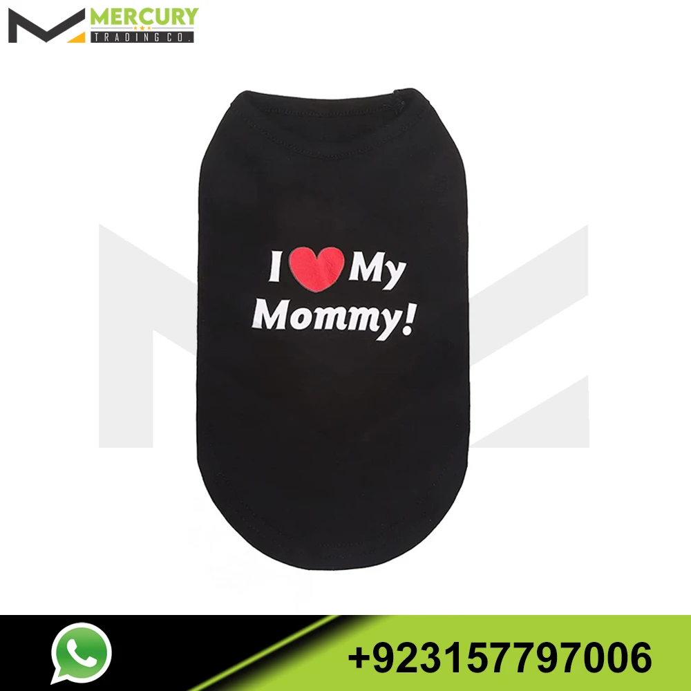 Dog T Shirts Clothes Cotton Shirts Soft and Breathable Dog Shirts Apparel Fit Printed with I Love My Mommy Black