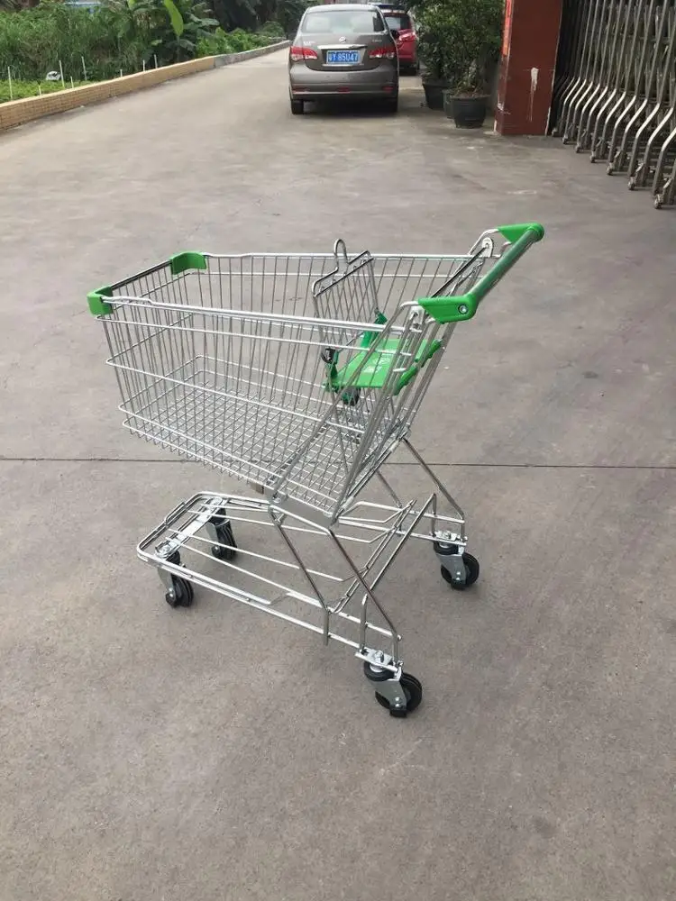 MOQ 20 PCS Chrome Plating 100L Asian style Shopping Trolley Cart For Chain Supermarkets