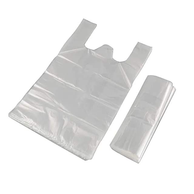 clear vest type shopping bag for vegetable and other food take away