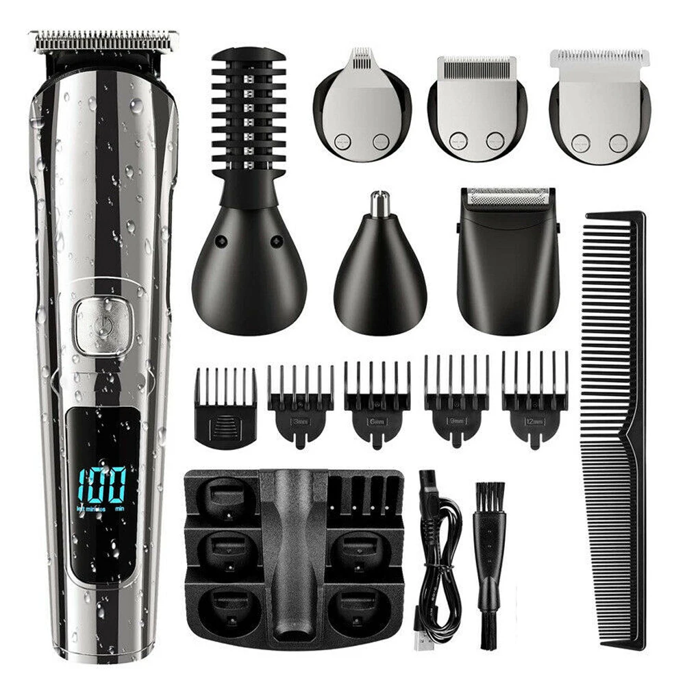 Dropshipping hair trimmer LCD digital display beard USB electric