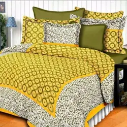 Good Quality Multi Print Handmade Pure Cotton Double Bed with 2 Pillow Covers