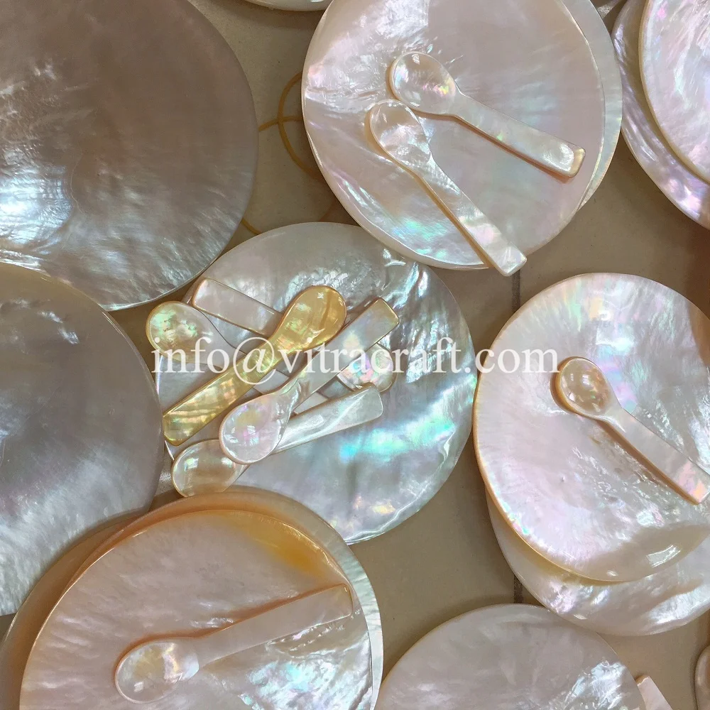 LUXURIOUS ROUND shape Yellow Pearl Plate , Mother Of Pearl Plate, Caviar Mop Dish Unique handmade products