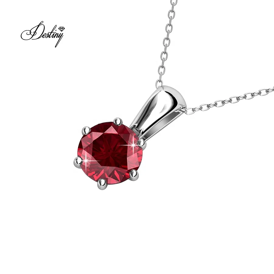 Premium Austrian Crystal Jewelry 925 Sterling Silver Colorful 12 Months Birthstone Charms Pendant Necklace Destiny Jewellery