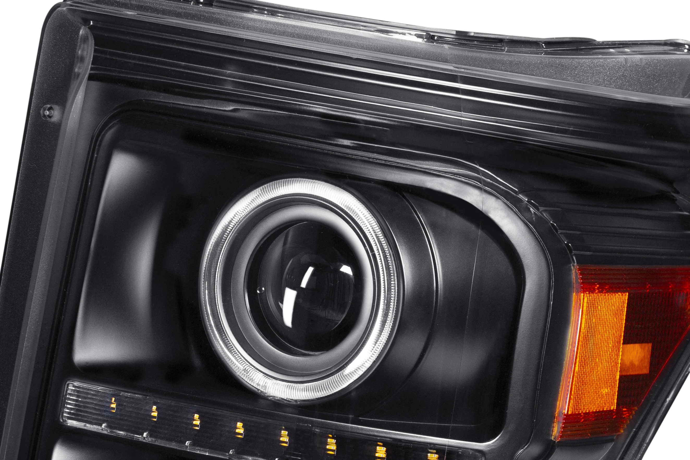 2011-2016 для F-250 F-350 F-450 F-550 двойной Halo проектор фары w/Светодиодные Сигнальные огни (матовый черный корпус/прозрачные линзы)