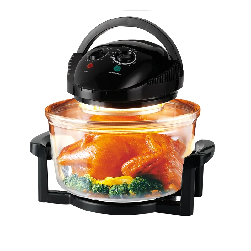 12L 1300w freestanding plastic white color glass roaster halogen mini electric convection oven