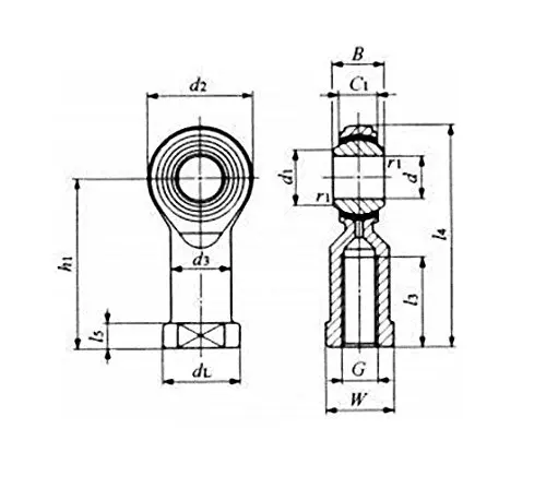 PHS8EC with IKO oil-free pillow ball rod end female thread