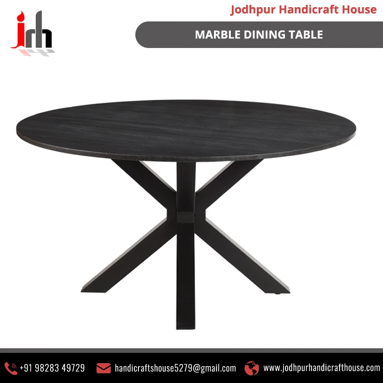 Industrial & Vintage Bulk Selling Black Marble Round  Shape Dining Table at Best Price & made with the best quality material