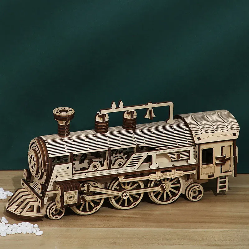 Train Box Custom Maker Kit Engine DIY Toy Model Adults Games Kids Wood 3d Puzzle Jigsaw