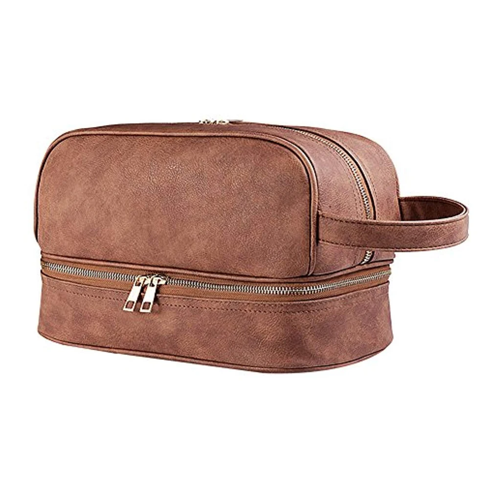 
Men Grooming Bag Shaving Kit Crazy Horse Leather Travel Bag 