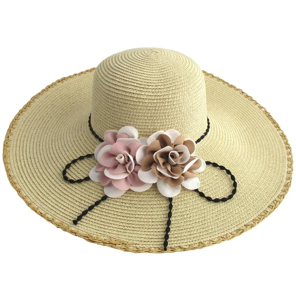 Wholesale Women Beach Paper Straw Hat Wide Brim Beach Hat