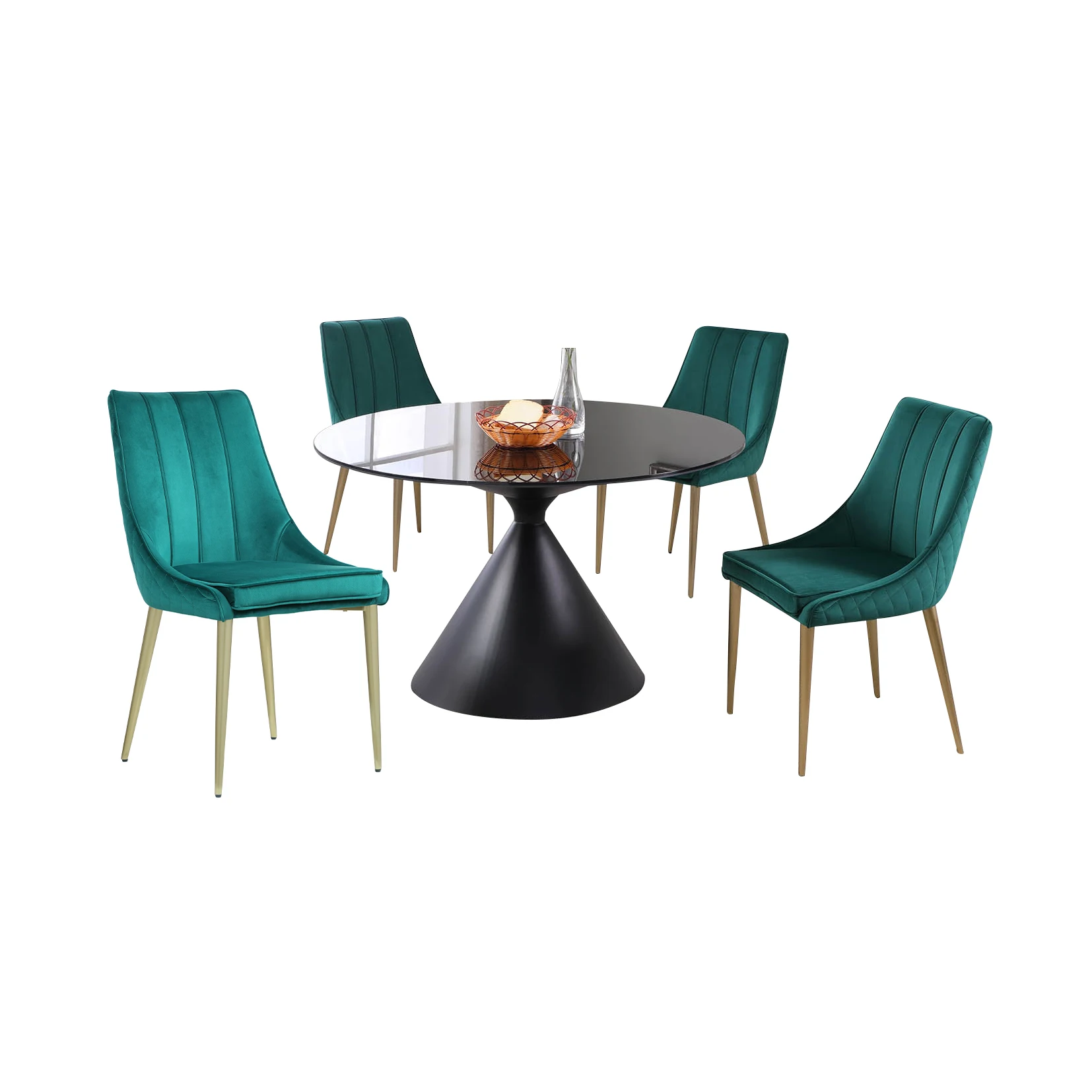 Hot Sale Popular Contemporary Design Sintered Stone Ceramic Tile False Marble Round Dining Table Set