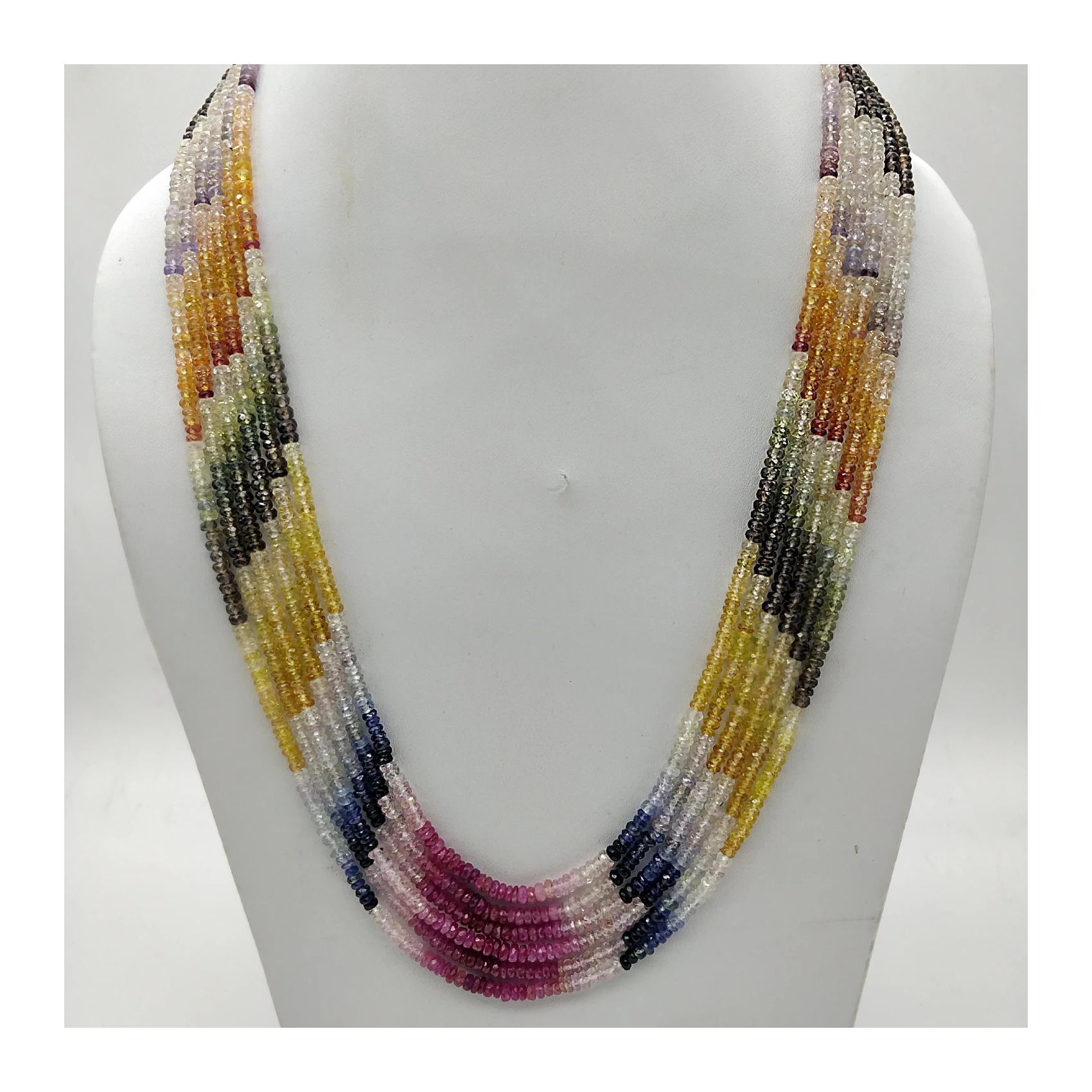 Best Quality Natural Mutli Sapphire Faceted Rondelle Beads Necklace Directly From Indian Supplier .