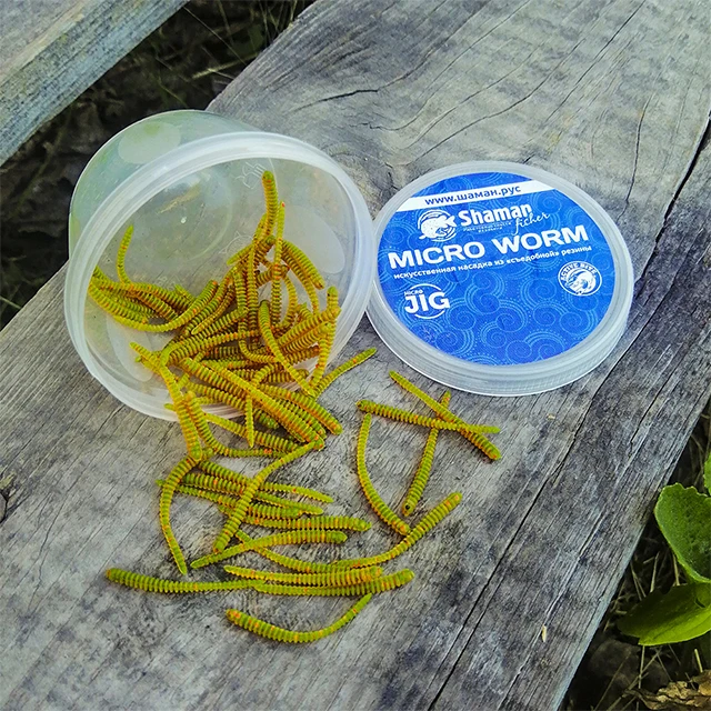 50 PCs Fishing lures shaman microworm. Color 004. Silicone worms. Summer fishing, winter fishing. Length 30mm.