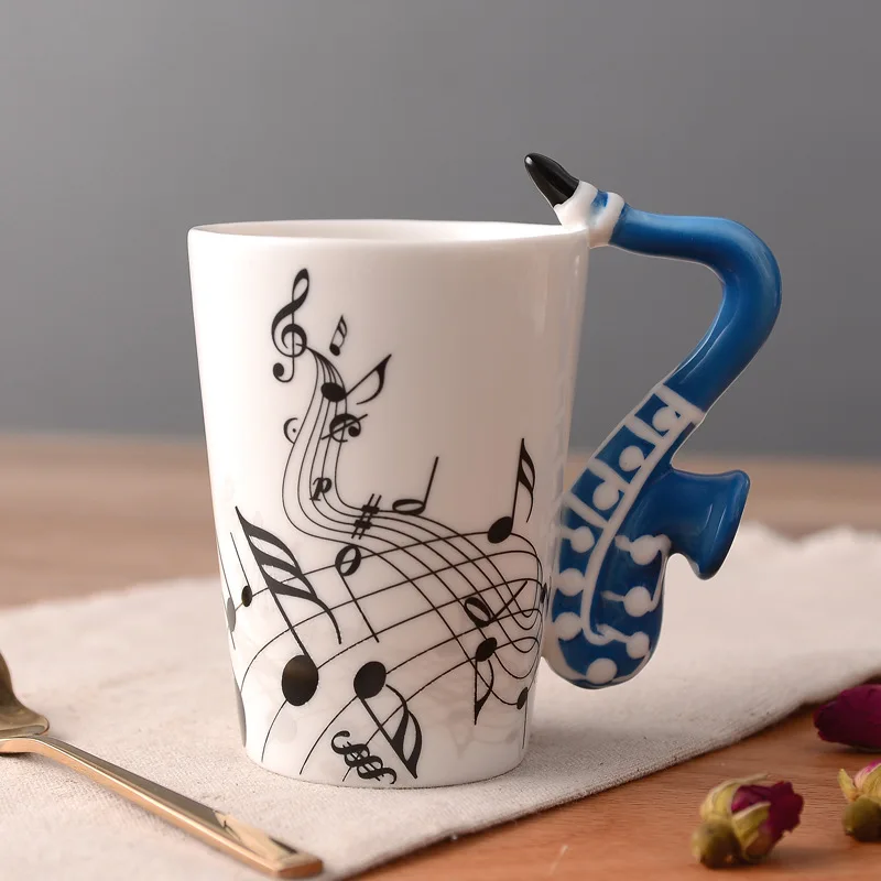 Creative Music Violin Style Guitar Ceramic Mug Coffee Tea Milk  Cups Fancy Ceramic Coffee Cup and Mugs