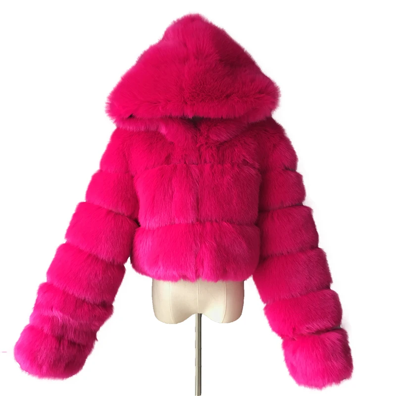 Wholesale Panelled Fox Fur Jacket Customize Colorful Luxury Women Faux Fox Fur Cropped Coat