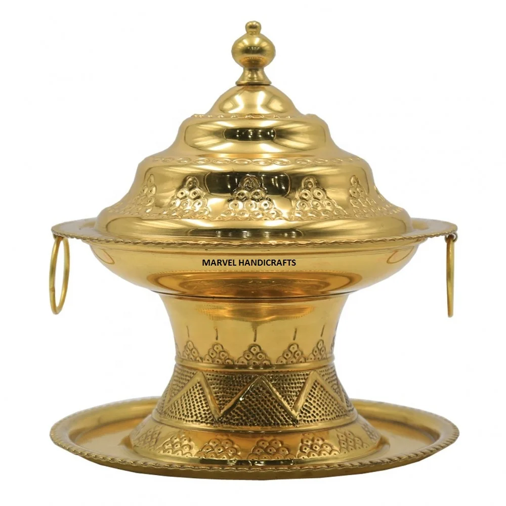 HOT BRASS DATE POT GOLD COLOR TRADITIONAL ARABIC KITCHENS HANDMADE EMBOSSED DESIGN DATE BOWL KITCHENWARE EID RAMADAN DECOR GIFT