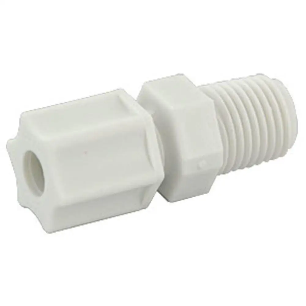 MPT -O Polypropylene Male Connector 1/8 OD Tube Fresh Water Systems US Based 10-2-2-P X 1/8 Thread Opaque White Equal Hexagon