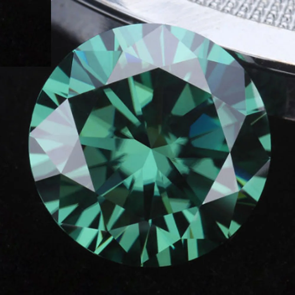 Dark Green Moissanite Diamond with VVS1 Clarity Certified Round Shape Moissanite for Jewelry Making 1ct Loose Moissanite Diamond