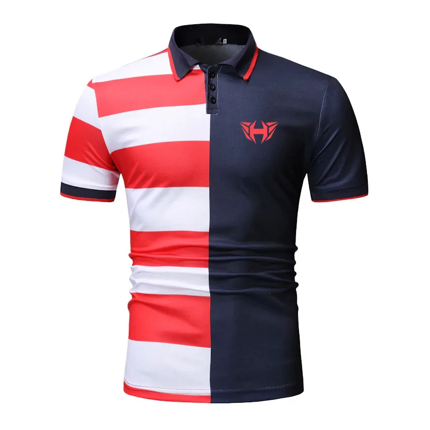 
Dropshipping New Brand Quality Cotton Polos Men Letter printing Polo Brand Men Casual Patchwork Male Polo Clothing 