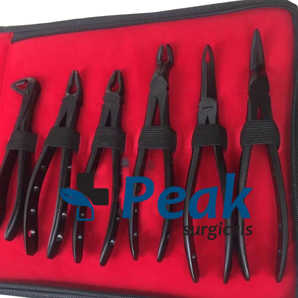 6 Pieces Dental Extraction Forceps Black Plasma Coated Instruments Stainless Steel High Quality Product By Peak Surgicals
