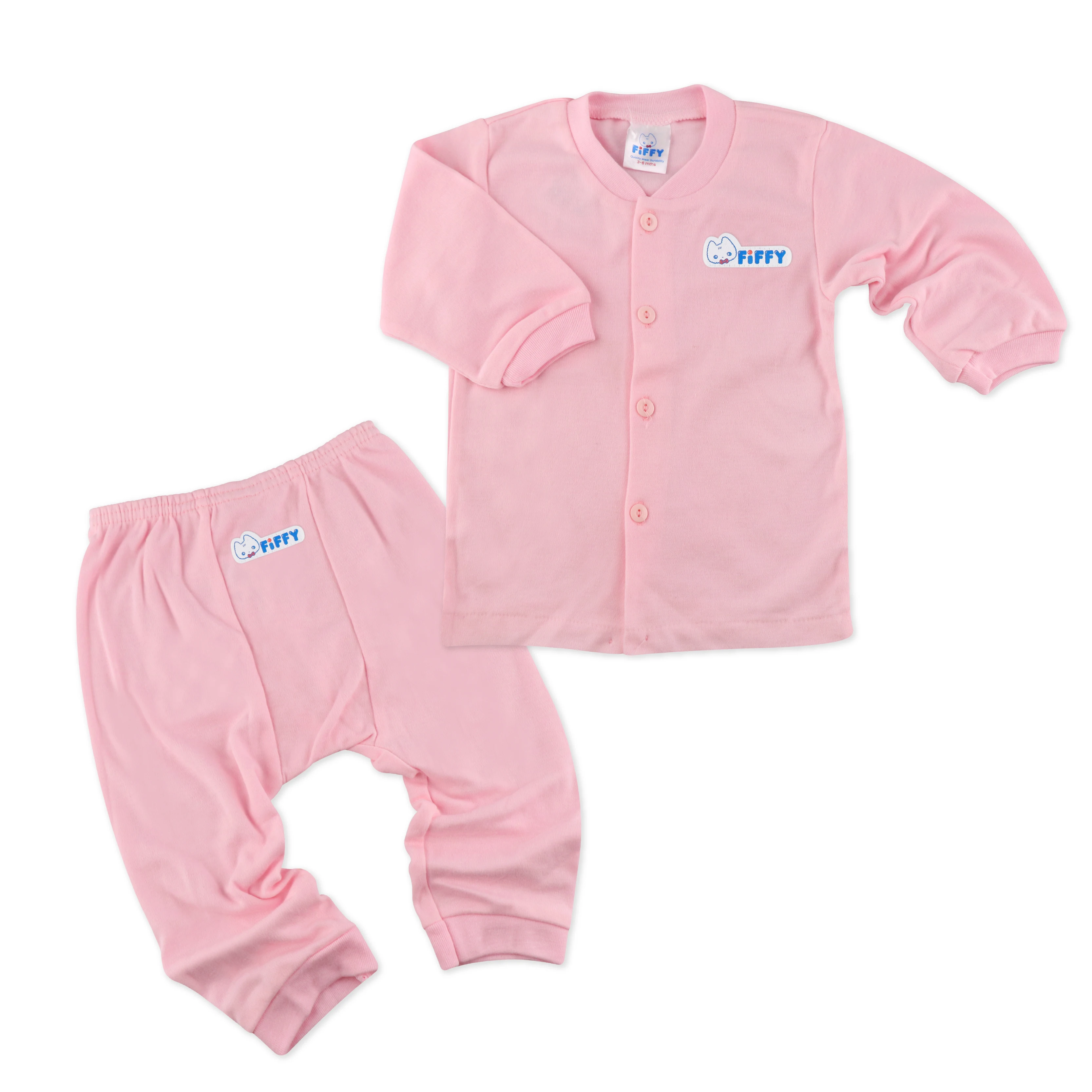 FIFFY Baby Apparel Long Sleeve Vest and Long Sleeve Pant Suit Baby Suit Baby Apparel (Pink)