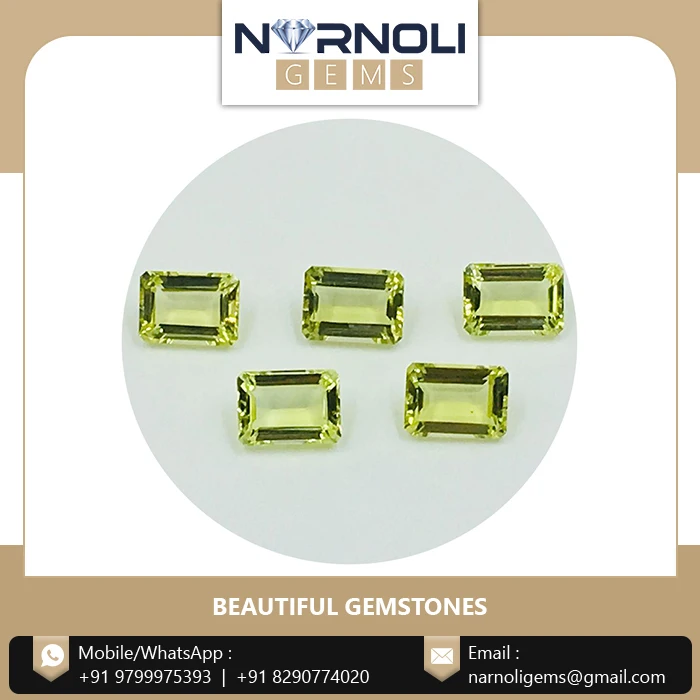 Octagon Gemstone Semiprecious Gold Quartz Premium Beautiful Appearance Green Natural Narnoli Gems Jewellery Oval Cut 14 X 10 Mm