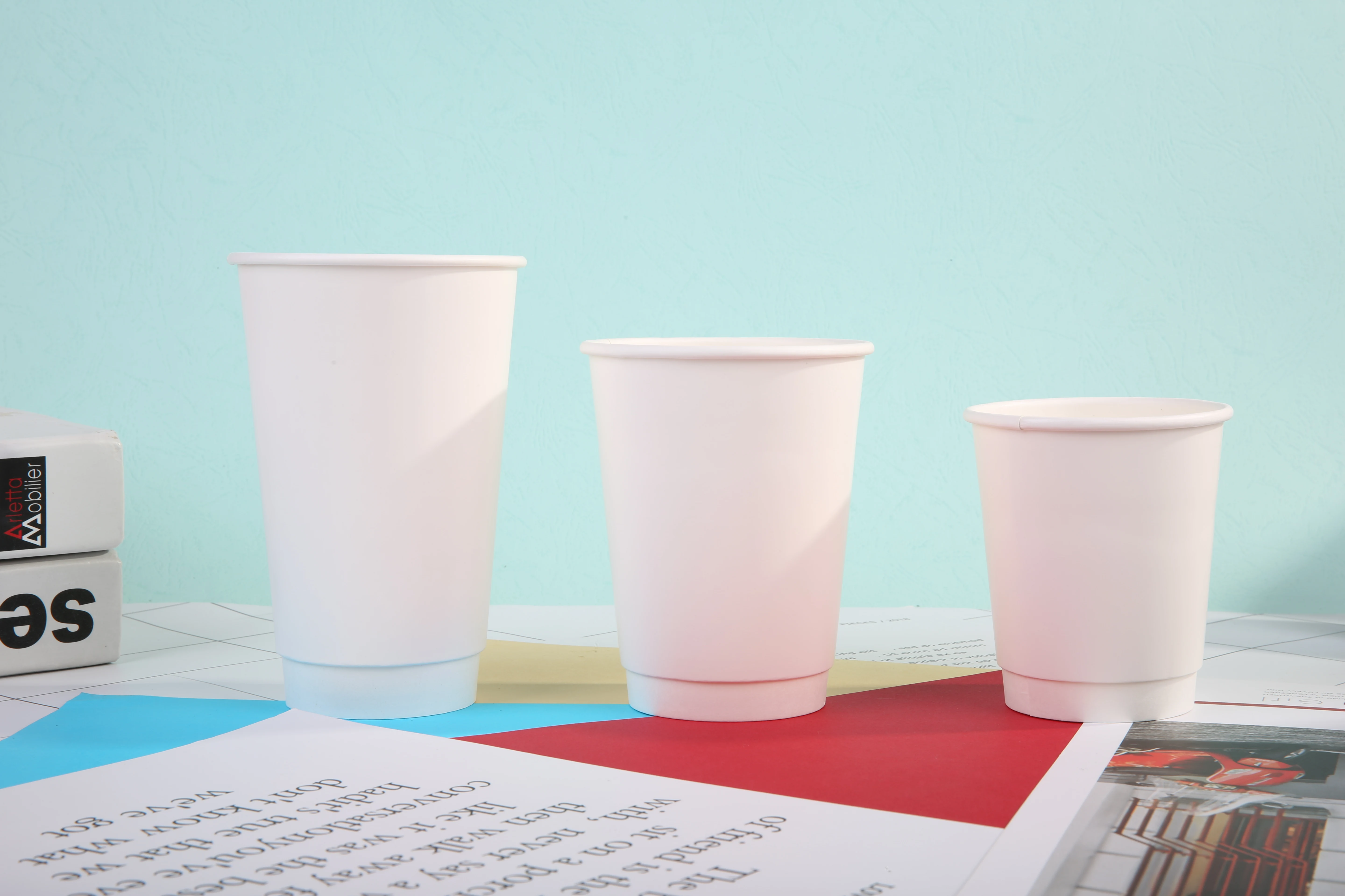 8Loz 10oz 12oz 16oz 20oz and 22oz aqueous paper cup wholesale customized double wall Coffee Paper Cups With Lids