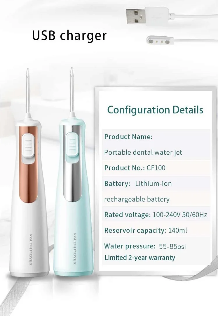 Raldmoyer Manufacturer CF100(W) Low MOQ improve periodontal health Efficient Portable Water Flosser