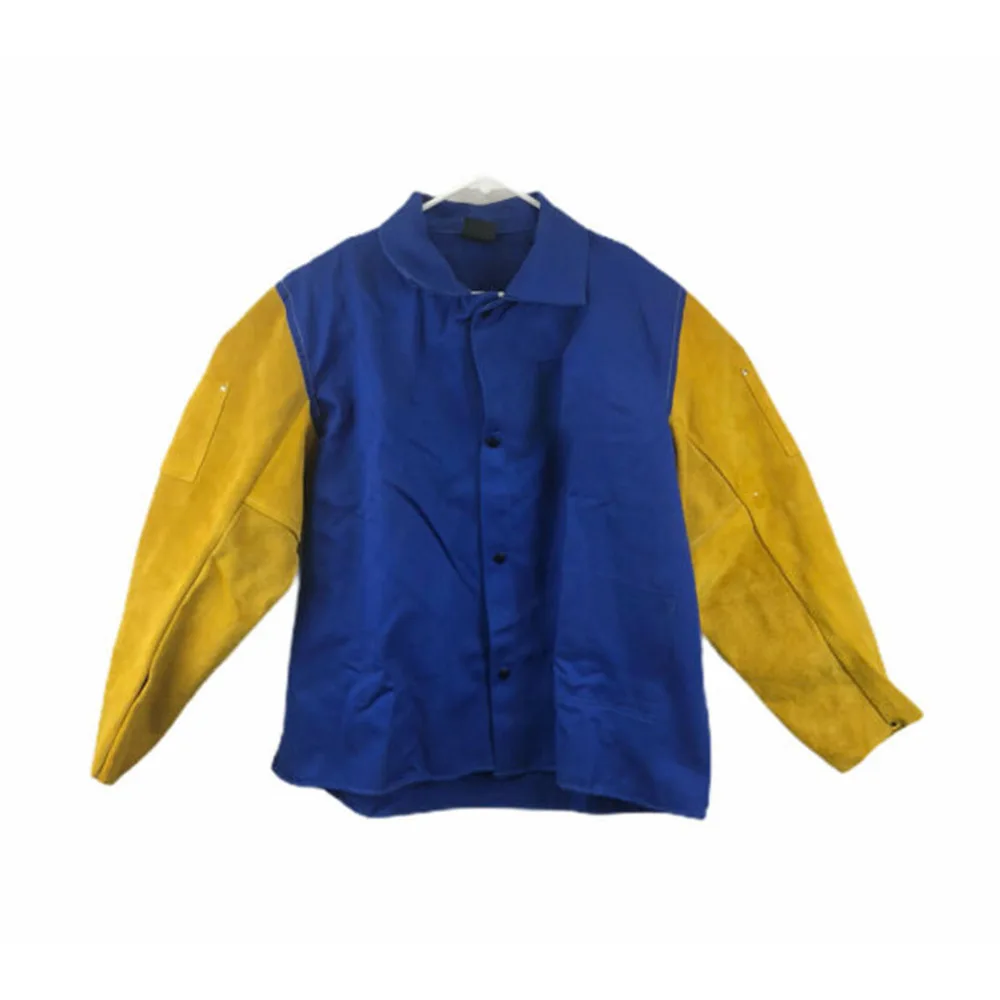 Многоразовая 100% FR хлопковая задняя огнезащитная одежда с спилковой коровьей кожей защитные сварочные куртки для мужчин