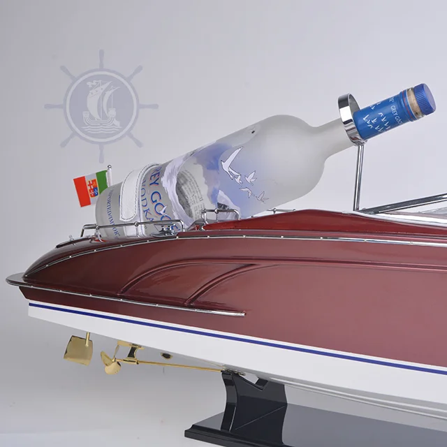Riva Rama Model Ship with Wine Holder 90 cm Handcrafted Wooden Replica with Display Stand, Collectible, Decor, Gift, Wholesale