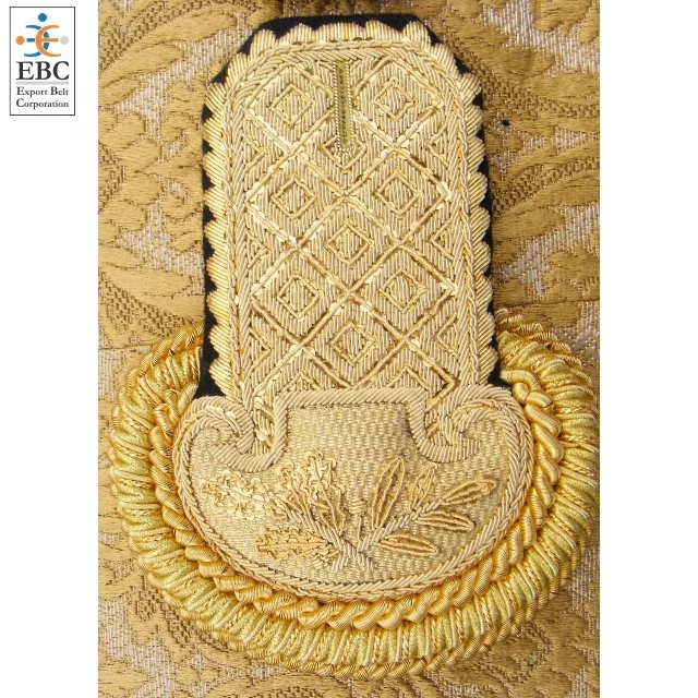 OEM Golden Border Epaulettes or a fines franges Wholesale Gold Metallic Thick or Thin Bullion Fringe Epaulettes Fashion Patch