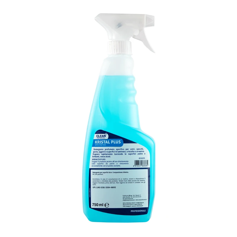 Top Quality Italian professional glass & multi-purpose detergent KRISTAL PLUS 750ml ready for export