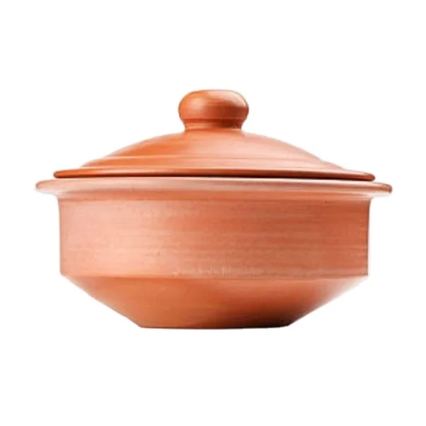 South Indian Type Cookware & Food Serving Natural Clay Handi / Pot With Lid