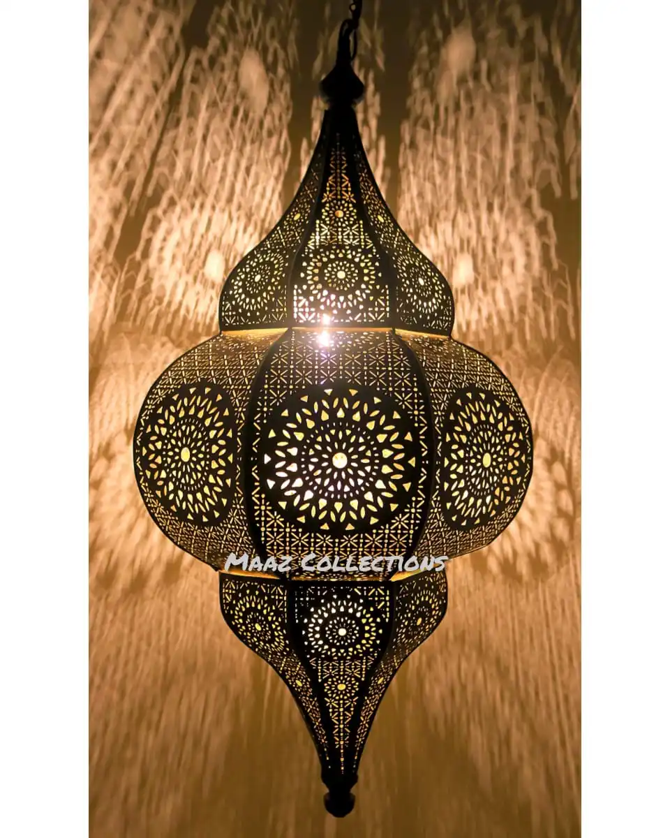 Wholesale Custom Vintage Antique Moroccan Black Lantern Iron Table Lamp Elevate Your Space with Oriental Home Decor