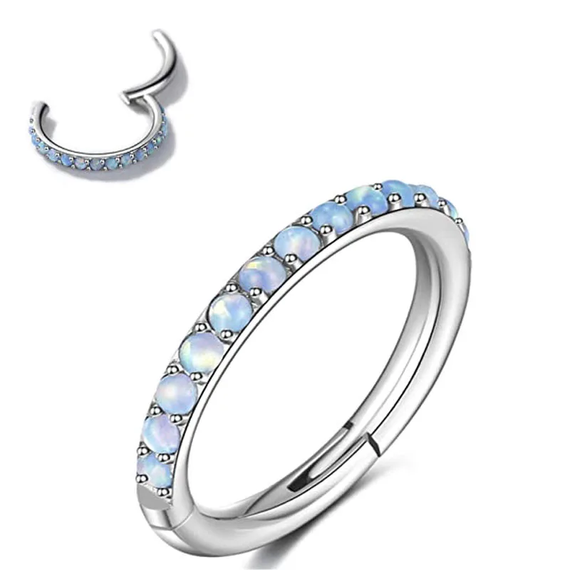 Wholesale Body Jewelry Bezel Setting  Zircon Piercing Titanium Hinged Nose Lip Ear Ring Body Nose Piercing Jewelry