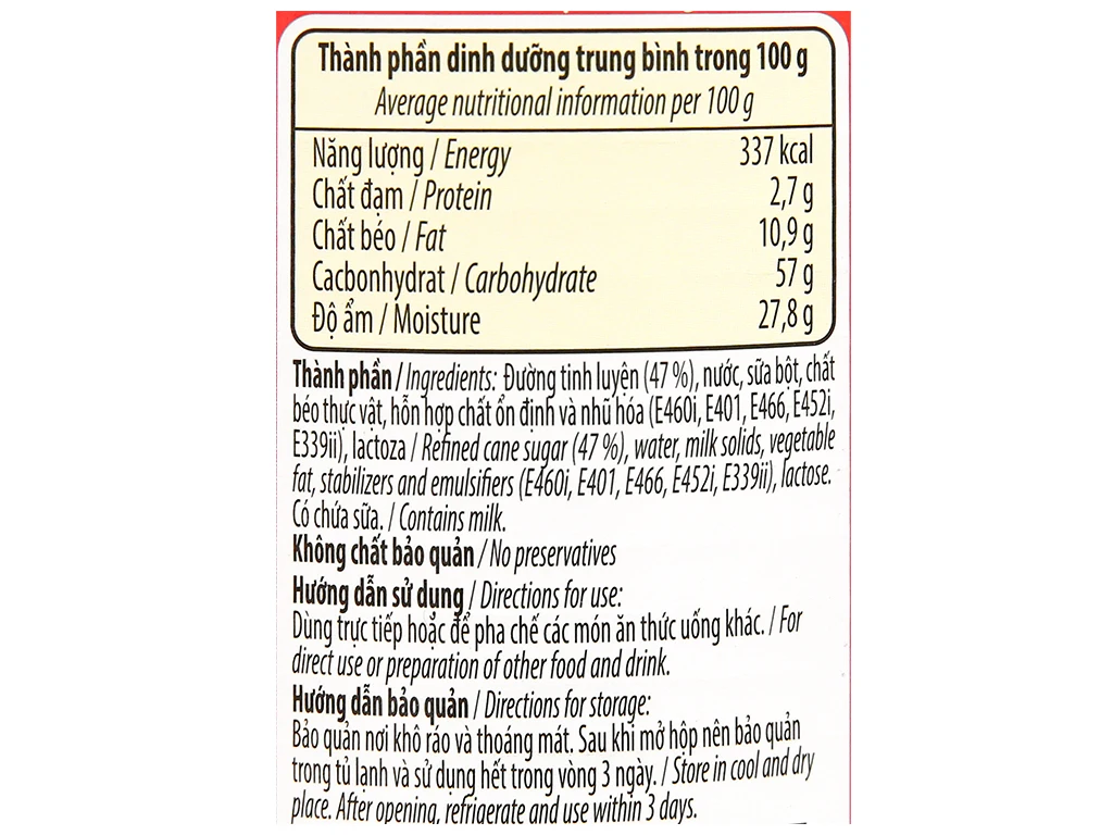 
Nutifood Condensed Milk Red Label 380g x 48 Can 