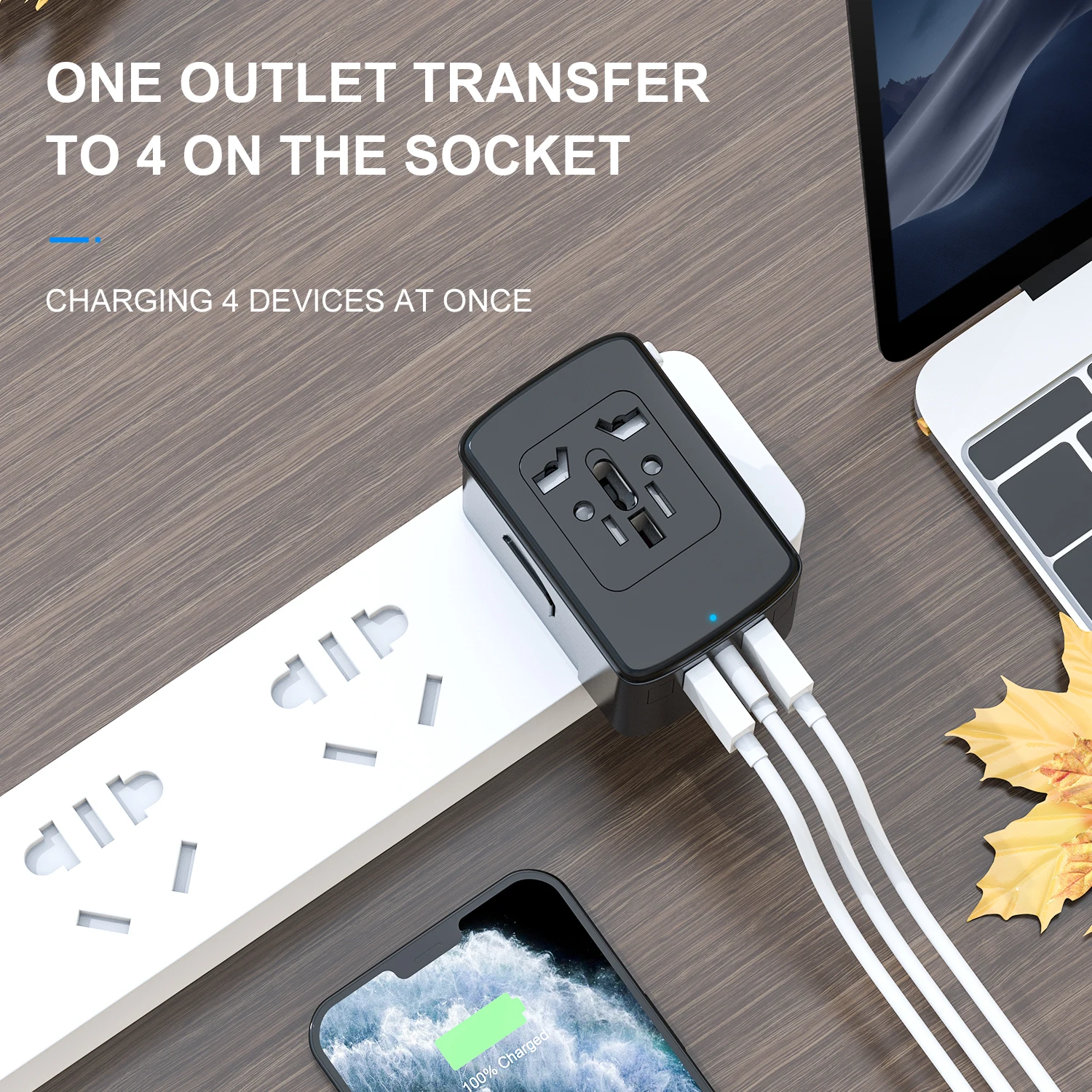 Otravel SL-200 Ган универсальные адаптеры для путешествий зарядное устройство с USB 65 Вт и USB-C порт quick charge