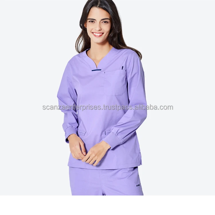 Fashion Colors Designs Strech Uniforme Suits Sets Women Nurse Medical Scrubs Comfortable Hospital Uniforms Stylish Silicon Silk