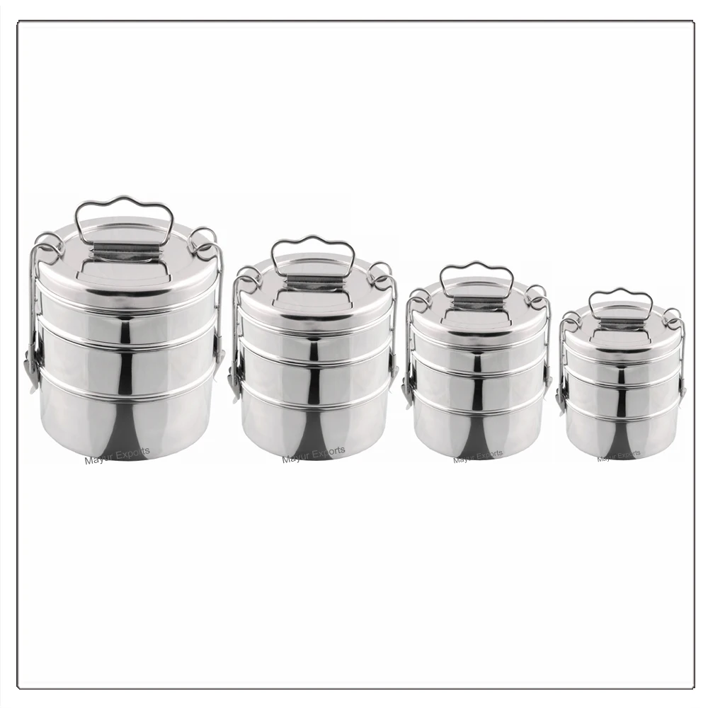 Stainless Steel Lunch Box Metal Tiffin Lunch Box 3 Layers