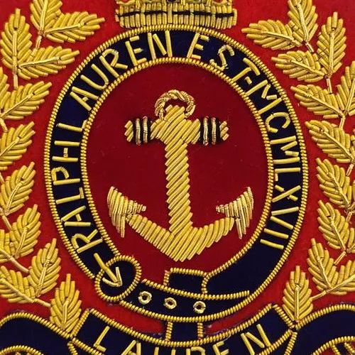 Tactical LAUREN Gold Wire Embroidered Blazer Patch Handmade Badges Red Woolen Felt Sew-On Sew-On Officer Uniform Includes Magnet