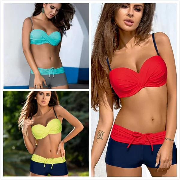 Custom Sexy Hollow Out One Shoulder Swimwear Two Piece Women Solid Color Micro Bikini