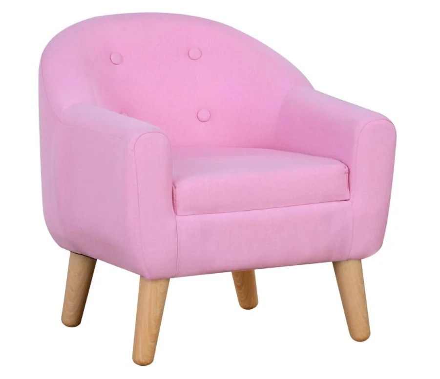 
Durable Single Upholstered Kids Mini Sofa and Chair with Wooden Frame and Linen Fabric, Ideal Children Seat for Children Gift 